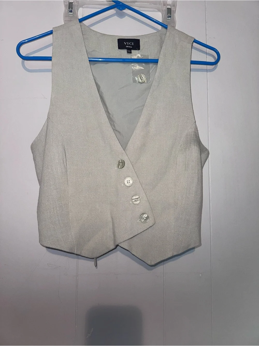 VICI light sage Asymmetrical Button-Front Tailored Vest